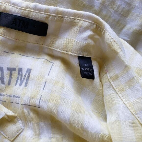 ATM Anthony Thomas Melillo Tissue Cotton Checkered Long Sleeve Blouse Shirt - Picture 9 of 11